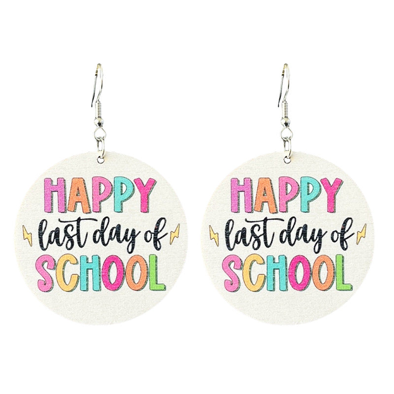 Wholesale Teacher Appreciation Week Graduation Season Textured Wood Earrings